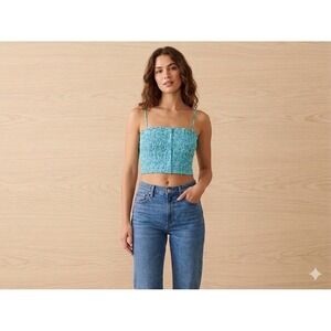 Women's Garden Floral Smocked Peplum Tank Top - Roller Rabbit Large 44Y88M